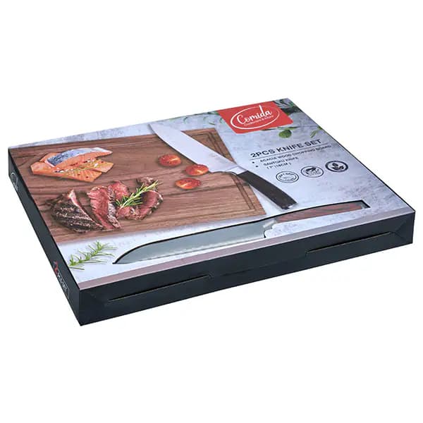 אריזת סט סכין סנטוקו ולוח עץ אקציה Comida