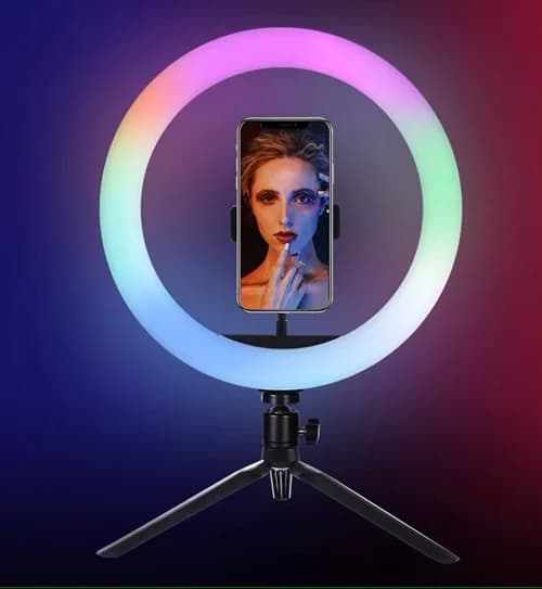 רינג לייט 8 אינץ' (20 ס"מ) RGB עם מיני חצובה
